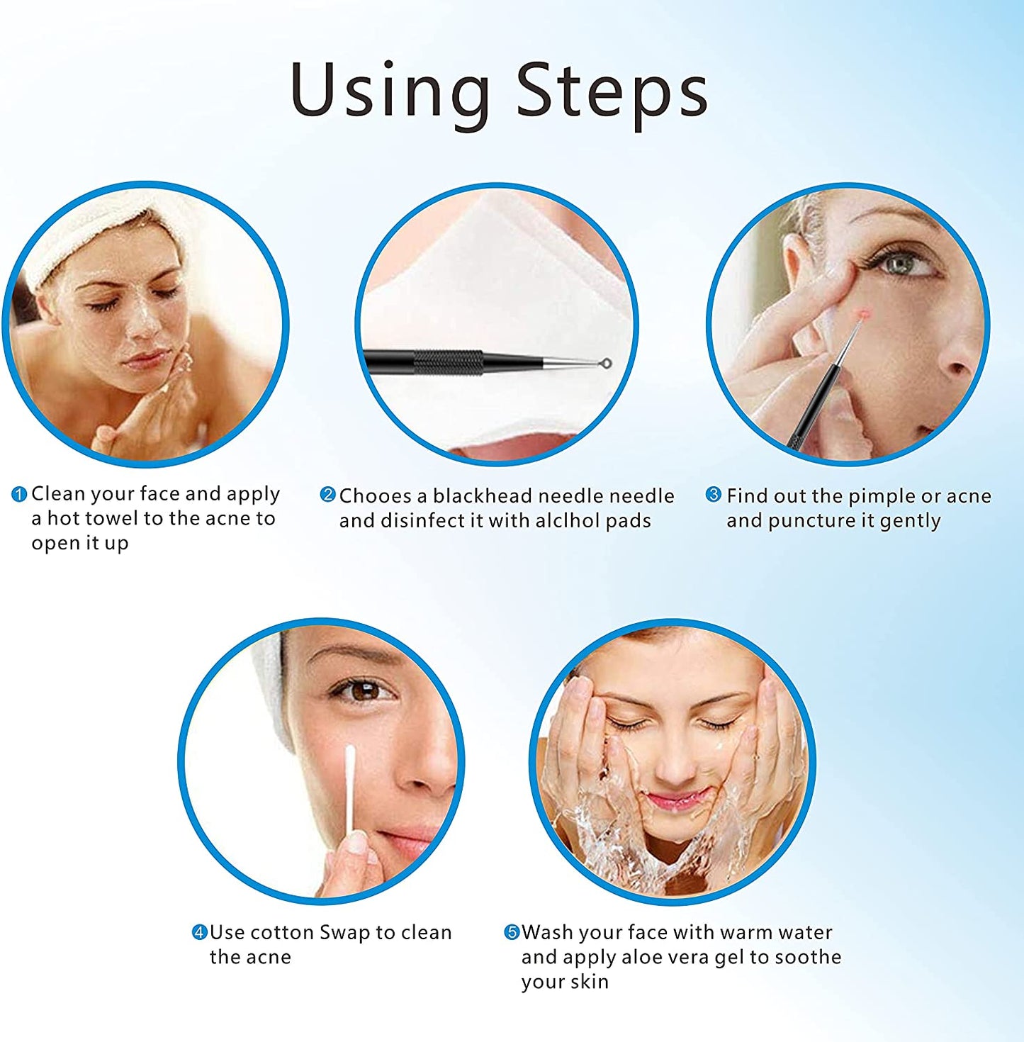 Pimple Popper Tool Kit 11 Pcs, Blackhead Remover Pimple Extractor Tools with Metal Case