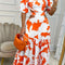 Printed One-Line Collar Short-Sleeved Long Dress with Hollow Waist Design Summer Vacation Dresses for Women Clothing