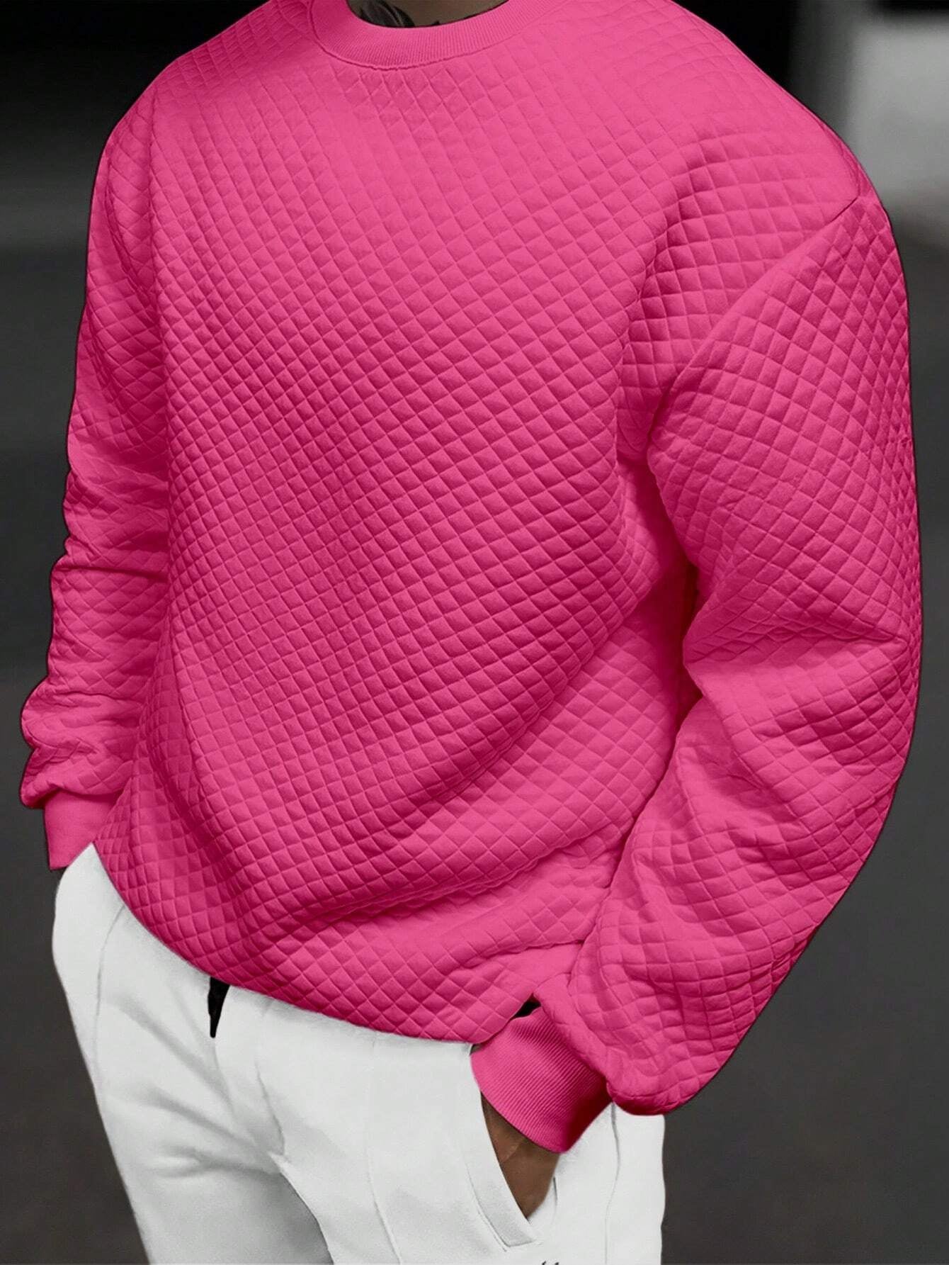 Men's Drop Shoulder Plain Long Sleeve Going Out Casual Sweatshirt