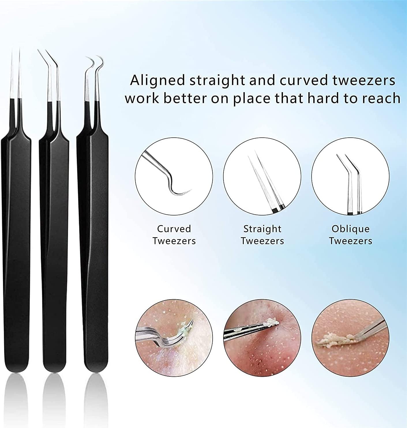 Pimple Popper Tool Kit 11 Pcs, Blackhead Remover Pimple Extractor Tools with Metal Case