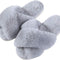 Women'S Fuzzy Slippers Cross Band Memory Foam House Slippers Open Toe