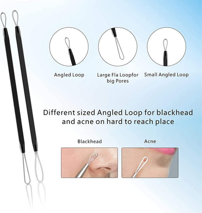 Pimple Popper Tool Kit 11 Pcs, Blackhead Remover Pimple Extractor Tools with Metal Case