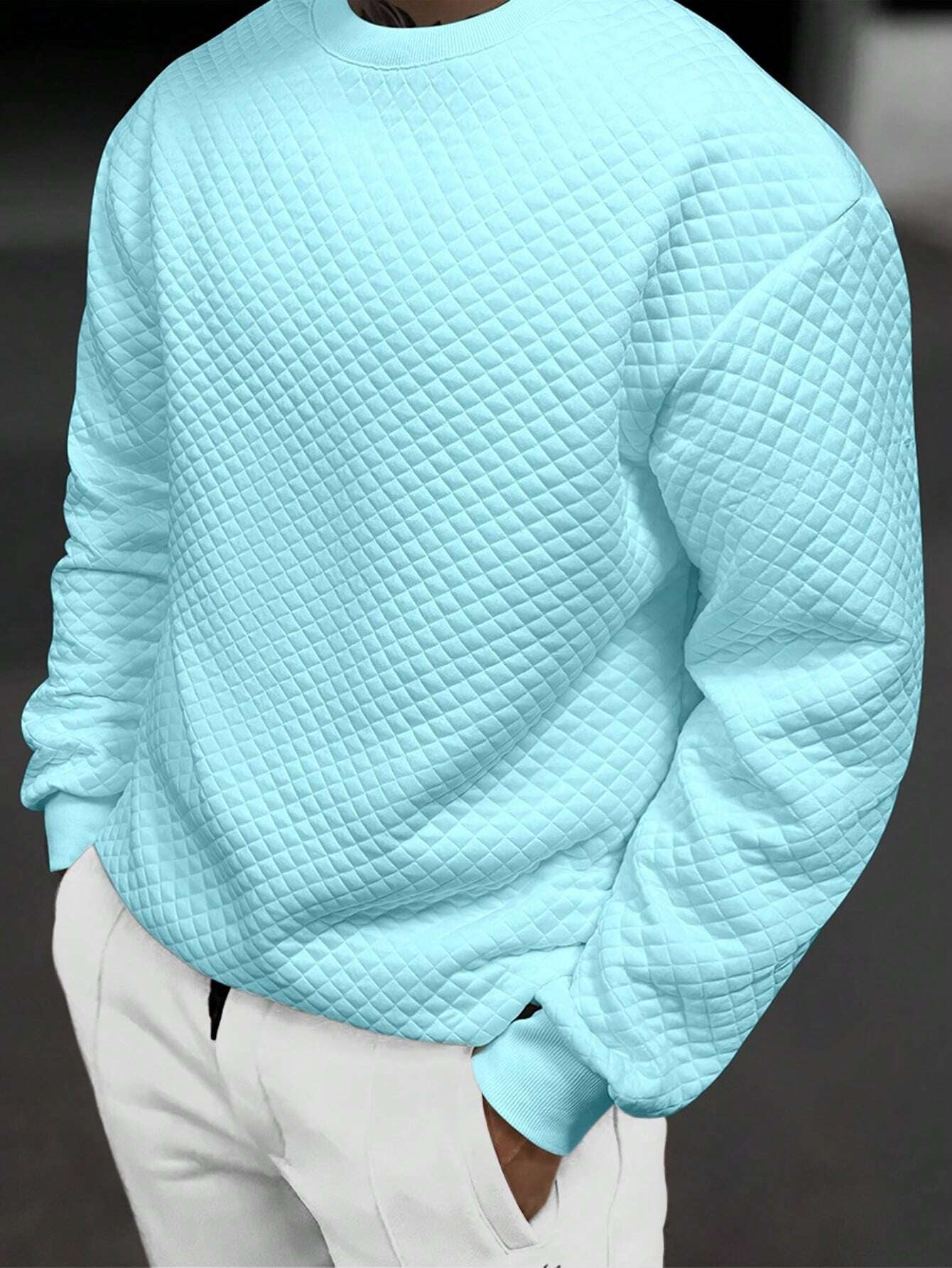 Men's Drop Shoulder Plain Long Sleeve Going Out Casual Sweatshirt