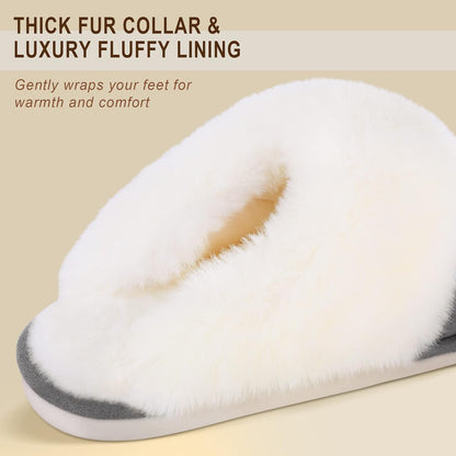 Cozy Faux Fur Women’s Slippers - Warm, Comfy, and Anti-Slip Indoor & Outdoor Shoes with Memory Foam