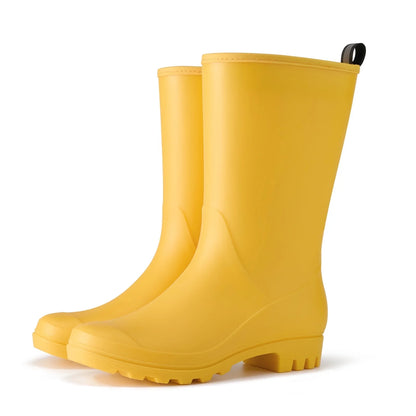 Rubber Wide Calf Rain Boots for Women Yellow Size 10