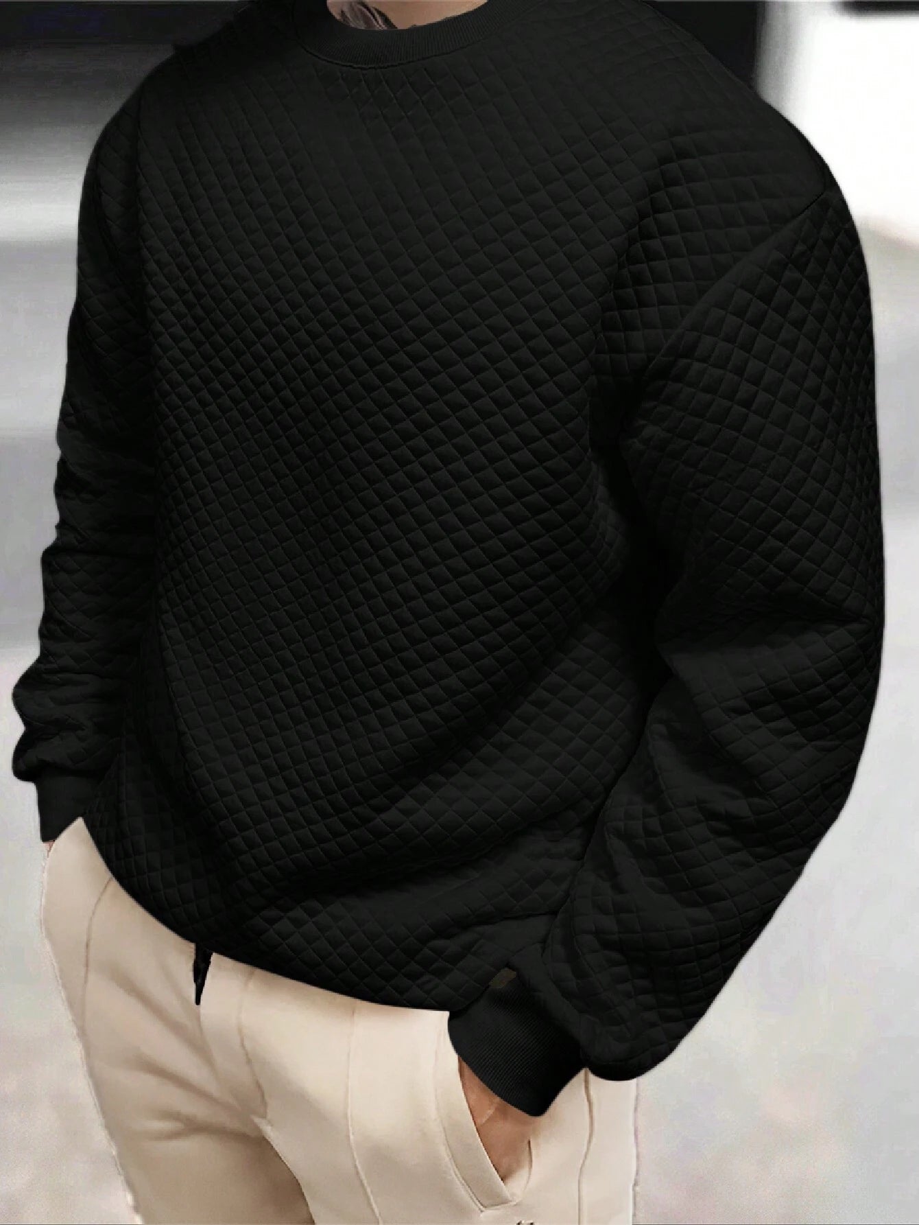 Men's Drop Shoulder Plain Long Sleeve Going Out Casual Sweatshirt