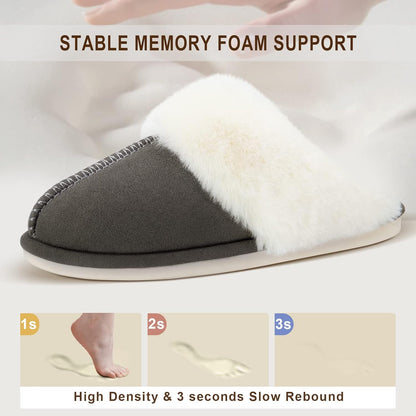 Cozy Faux Fur Women’s Slippers - Warm, Comfy, and Anti-Slip Indoor & Outdoor Shoes with Memory Foam