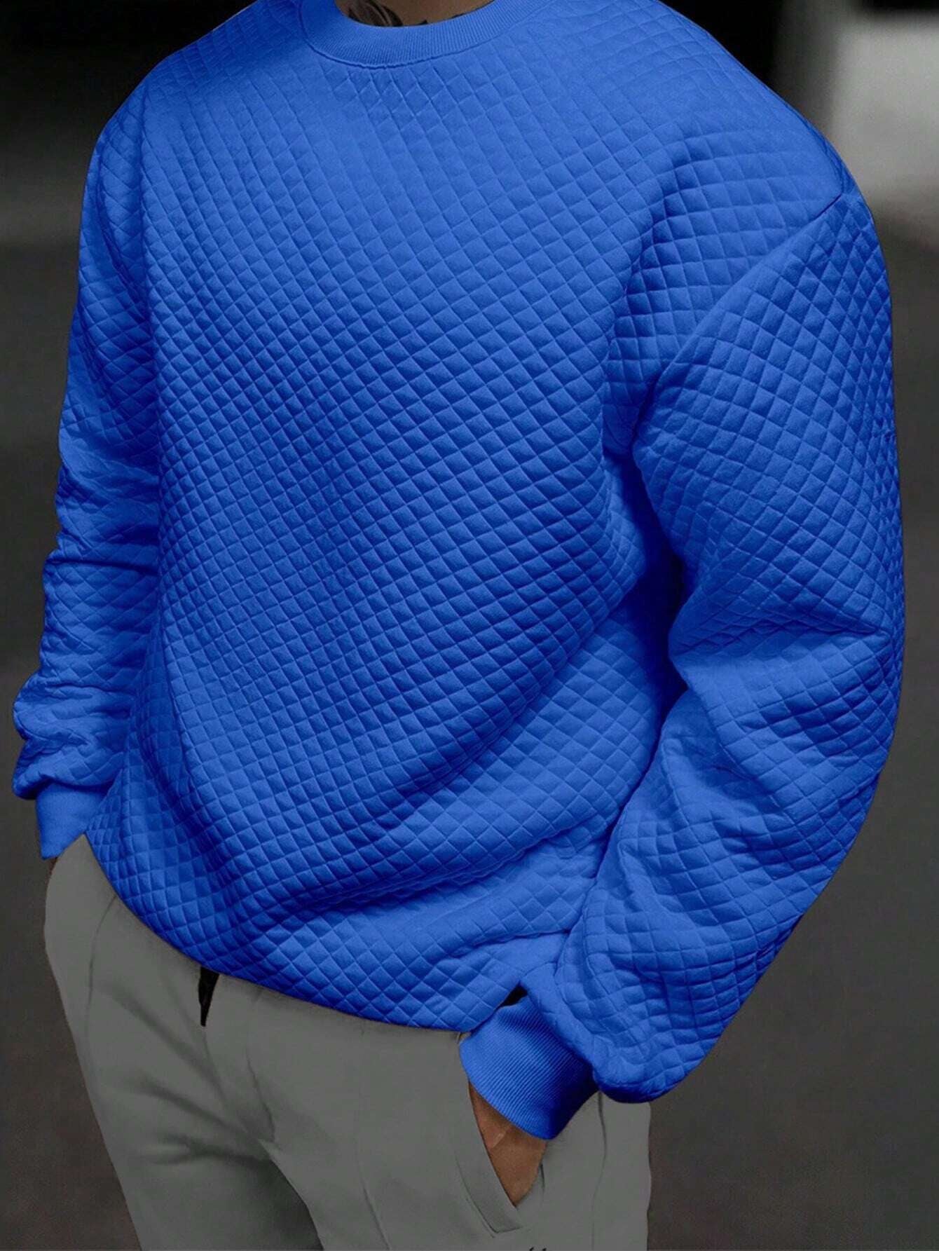Men's Drop Shoulder Plain Long Sleeve Going Out Casual Sweatshirt