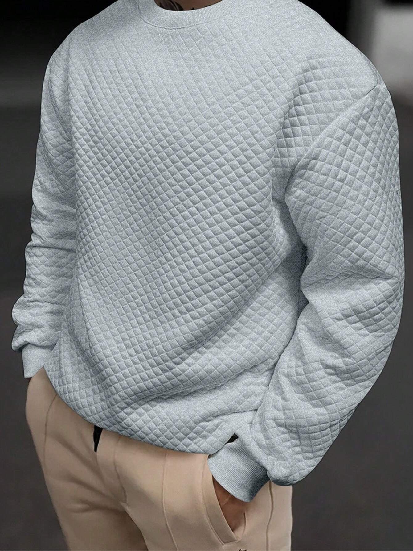 Men's Drop Shoulder Plain Long Sleeve Going Out Casual Sweatshirt