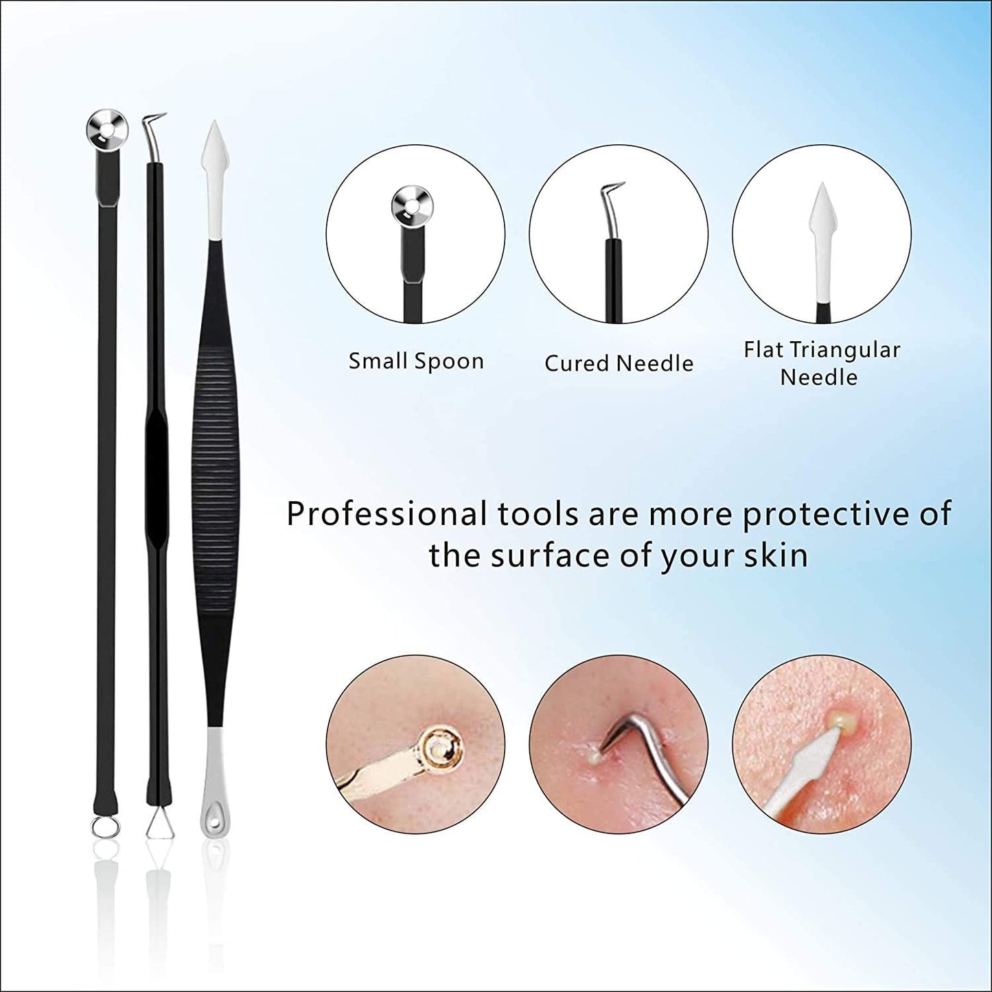Pimple Popper Tool Kit 11 Pcs, Blackhead Remover Pimple Extractor Tools with Metal Case