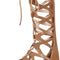 Womens Knee High Caged Gladiator Strappy Flat Sandals Fashion Cross Strap Lace up Back Zipper Open-Toe Flat Sandals Summer Outdoor Casual Shoes