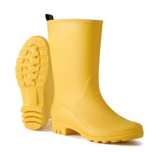 Rubber Wide Calf Rain Boots for Women Yellow Size 10