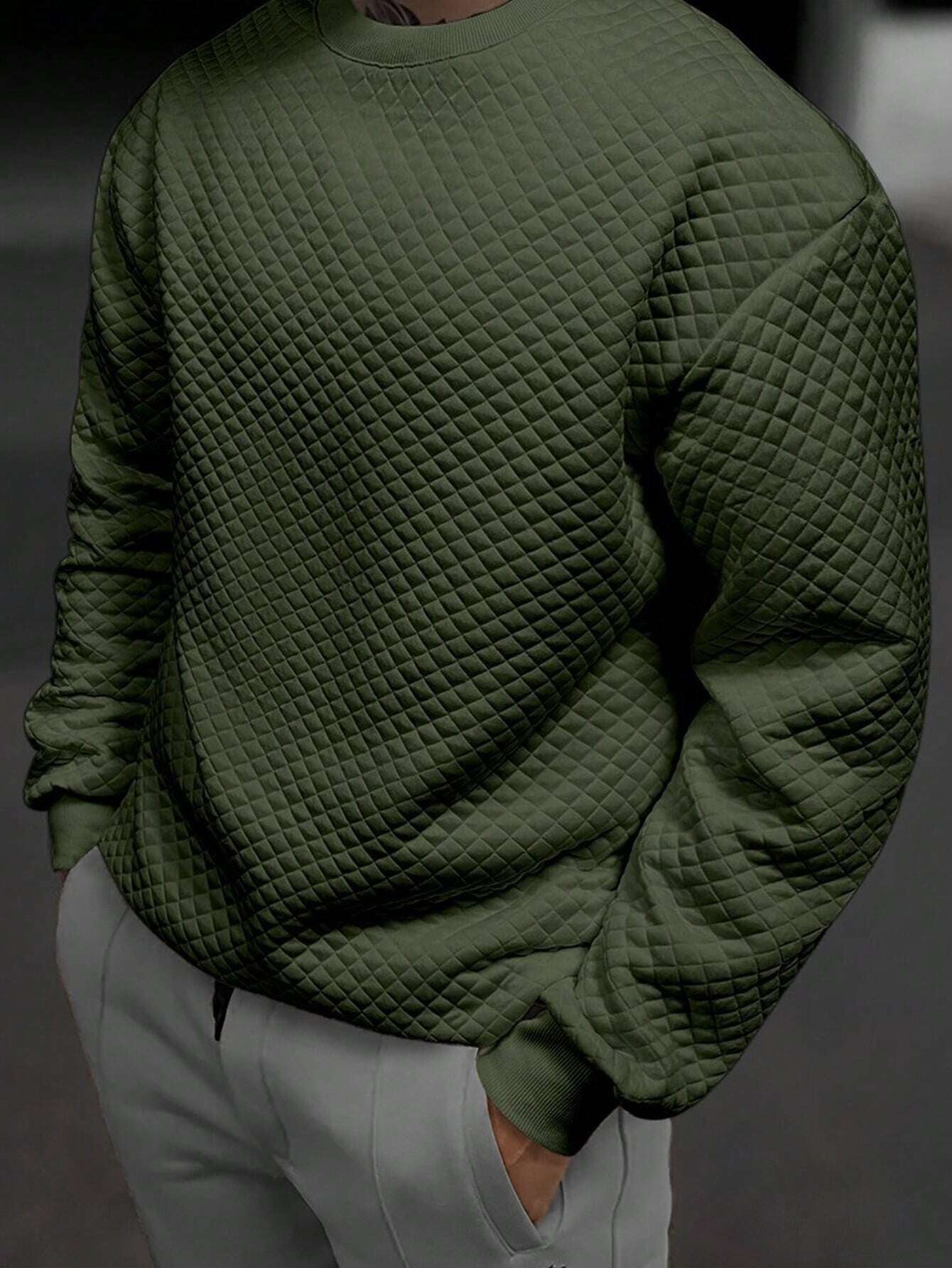 Men's Drop Shoulder Plain Long Sleeve Going Out Casual Sweatshirt