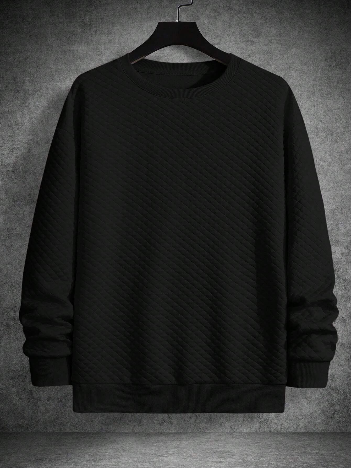 Men's Drop Shoulder Plain Long Sleeve Going Out Casual Sweatshirt